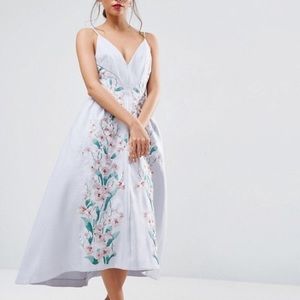 ASOS lavender backless midi dress